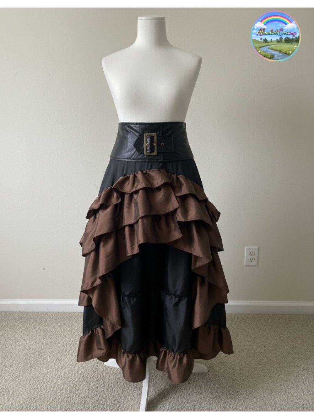Steampunk Gothic High Low Ruffle Victorian Skirt Polyester